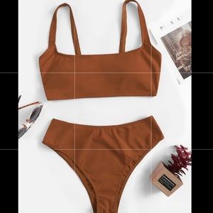 SHEIN Chocolate high-waist bathing suit
